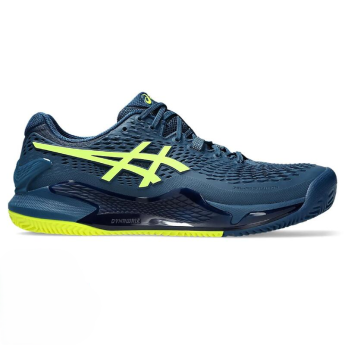 Asics GEL-RESOLUTION 9 CLAY 男網球鞋 紅土 美網配色 (丈青/螢光綠)